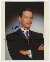 4x698 TOM HANKS signed color 8x10 REPRO still 1990s great portrait of the leading man in suit & tie!