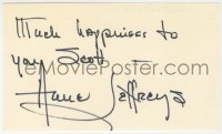 4x584 ANNE JEFFREYS signed 3x5 index card 1980s it can be framed & displayed with a repro!