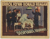 4x032 DESPERATE JOURNEY signed LC 1942 by Nancy Coleman, who's w/ Nazis & Flynn by operating table!