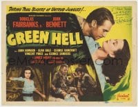 4x038 GREEN HELL signed TC R1947 by Douglas Fairbanks Jr., in Africa with beautiful Joan Bennett!