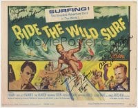 4x044 RIDE THE WILD SURF signed TC 1964 by Tab Hunter, Barbara Eden, AND Peter Brown, cool art!