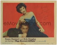 4x047 TOP SECRET AFFAIR signed LC #1 1957 by Kirk Douglas, who's with sexy Susan Hayward!