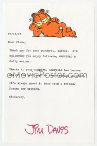 4x096 JIM DAVIS signed letter 1995 thanking a school class that sent him a fan letter!