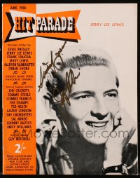 4x072 JERRY LEE LEWIS signed English magazine June 1958 he's on the cover of Hit Parade!