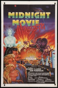 4x062 MIDNIGHT MOVIE MASSACRE signed 1sh 1988 by Ann Robinson, sci-fi monster art by Joel Andrews!
