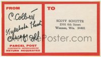 4x191 CLAUDETTE COLBERT signed 3x6 address label 1970s sending autographed item to one of her fans!