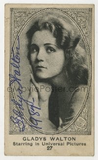 4x162 GLADYS WALTON signed 2x3 cigarette card 1920s great portrait of the Universal actress!