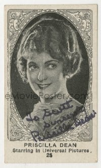 4x163 PRISCILLA DEAN signed 2x3 cigarette card 1920s great portrait of the Universal actress!