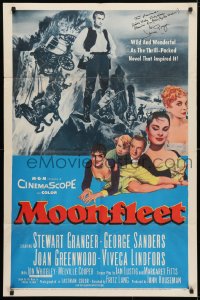 4x063 MOONFLEET signed 1sh 1955 by Stewart Granger, directed by Fritz Lang, great montage!