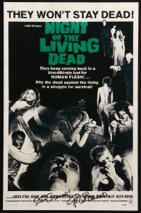 4x020 GEORGE ROMERO signed 11x17 REPRO poster 2001 one-sheet image from Night of the Living Dead!