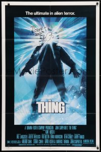 4x065 THING signed 1sh 1982 by director John Carpenter, Drew Struzan art, new credit design!