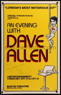 4x014 DAVE ALLEN signed stage play WC 1981 An Evening with Dave Allen, Broadway, great cartoon art!