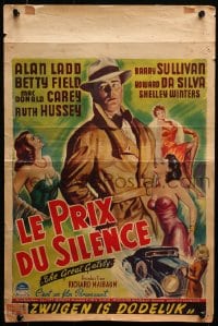 4y013 GREAT GATSBY Belgian 1949 noir art of Alan Ladd, a speeding car & multiple sexy girls!