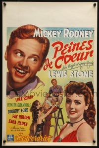 4y029 LOVE LAUGHS AT ANDY HARDY Belgian 1947 wonderful artwork of Mickey Rooney with sexy girls!