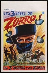 4y047 SWORD OF ZORRO Belgian 1964 Blasco's Le tre spade di Zorro, art of masked Guy Stockwell!