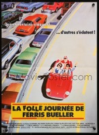 4y170 FERRIS BUELLER'S DAY OFF French 15x21 1986 different art of Broderick & friends in Ferrari!