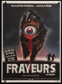 4y176 GATES OF HELL French 15x21 1983 Lucio Fulci, creepy Landi art of bleeding eye!