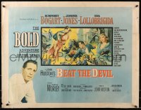 4y711 BEAT THE DEVIL style B 1/2sh 1953 art of Humphrey Bogart with Lollobrigida & Jennifer Jones!