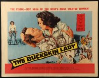 4y730 BUCKSKIN LADY 1/2sh 1957 sexy bad cowgirl Patricia Medina with guns and in embrace!
