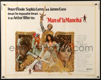 4y862 MAN OF LA MANCHA 1/2sh 1972 Peter O'Toole, Sophia Loren, cool Ted CoConis art!