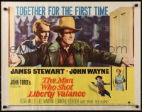 4y863 MAN WHO SHOT LIBERTY VALANCE 1/2sh 1962 John Wayne & James Stewart 1st time together!