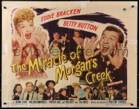 4y870 MIRACLE OF MORGAN'S CREEK style B 1/2sh 1943 Preston Sturges, Eddie Bracken & Betty Hutton!