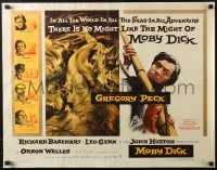 4y872 MOBY DICK 1/2sh 1956 John Huston, great Gustav Rehberger art of Gregory Peck & the whale!