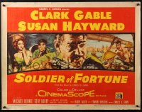 4y935 SOLDIER OF FORTUNE 1/2sh 1955 art of Clark Gable with gun, plus sexy Susan Hayward!