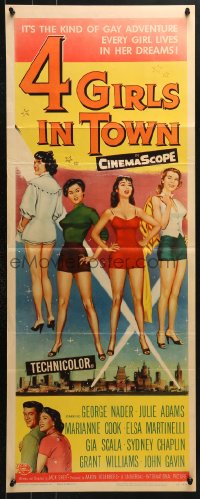 4y447 4 GIRLS IN TOWN insert 1956 sexy Julie Adams, Marianne Cook, Elsa Martinelli & Gia Scala!