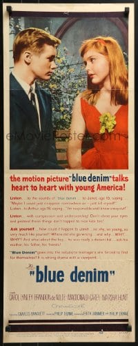 4y478 BLUE DENIM insert 1959 Carol Lynley & Brandon DeWilde, teen pregnancy, Blue Jeans!