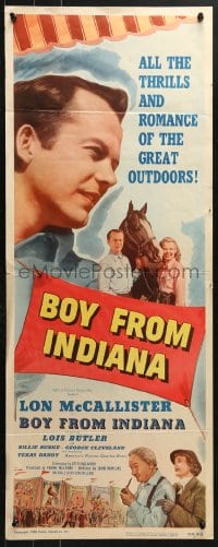 4y483 BOY FROM INDIANA insert 1950 Lon McCallister, George Cleveland & Lois Butler!