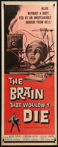 4y485 BRAIN THAT WOULDN'T DIE insert 1962 alive w/o a body, great horror art of Leith by Reynold Brown