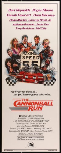 4y490 CANNONBALL RUN insert 1981 Burt Reynolds, Farrah Fawcett, Drew Struzan car racing art!