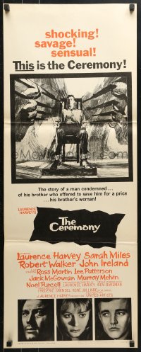 4y495 CEREMONY insert 1964 artwork of Laurence Harvey in front of firing squad, plus Sarah Miles!