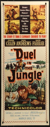 4y514 DUEL IN THE JUNGLE insert 1954 Dana Andrews, sexy Jeanne Crain, African adventure artwork!