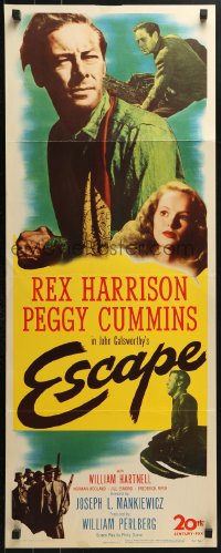4y522 ESCAPE insert 1948 great art of Rex Harrison & pretty Peggy Cummins!