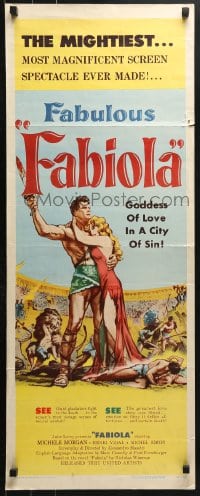 4y523 FABIOLA insert 1951 sexy Michele Morgan is the Goddess of Love in a city of sin, cool art!