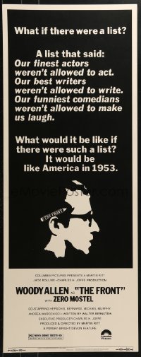 4y532 FRONT insert 1976 Woody Allen, Martin Ritt, 1950s Communist Scare blacklist in 1953 U.S.!