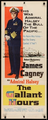 4y534 GALLANT HOURS insert 1960 art of James Cagney as Admiral Bull Halsey!