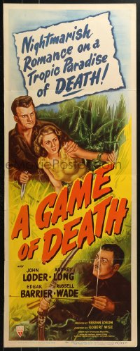 4y535 GAME OF DEATH insert 1945 Robert Wise's version of The Most Dangerous Game, ultra-rare!