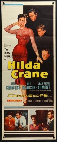 4y551 HILDA CRANE insert 1956 sexy artwork of full-length Jean Simmons in red dress!
