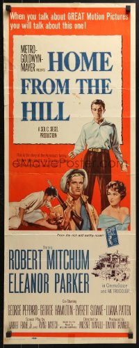 4y552 HOME FROM THE HILL insert 1960 art of Robert Mitchum, Eleanor Parker & George Peppard!