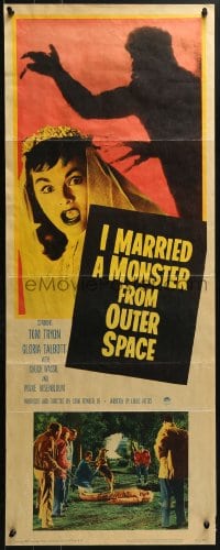 4y563 I MARRIED A MONSTER FROM OUTER SPACE insert 1958 great image of Gloria Talbott & alien shadow!