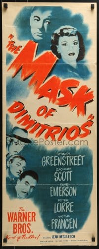 4y589 MASK OF DIMITRIOS insert 1944 Peter Lorre, Sydney Greenstreet, Zachary Scott, Emerson, Katch!