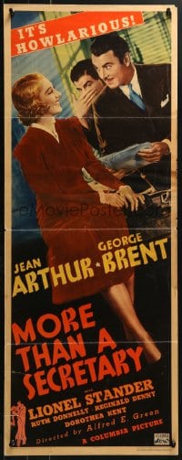 4y593 MORE THAN A SECRETARY insert 1936 great full-length art of George Brent romancing Jean Arthur!