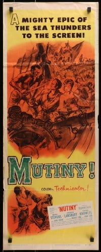 4y595 MUTINY insert 1952 sailor Mark Stevens fights pirate with hook & knife, cut-throat action!