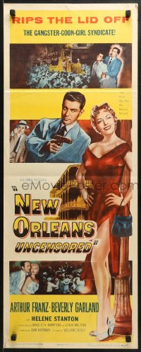 4y601 NEW ORLEANS UNCENSORED insert 1954 Castle, sexy full-length Helene Stanton in red dress!