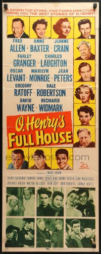 4y606 O HENRY'S FULL HOUSE insert 1952 young Marilyn Monroe, Fred Allen, Anne Baxter, Jeanne Crain!
