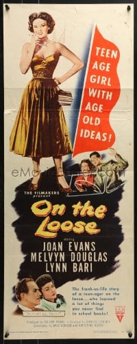 4y608 ON THE LOOSE insert 1951 sexy bad Joan Evans is school girl by day & thrill seeker by night!