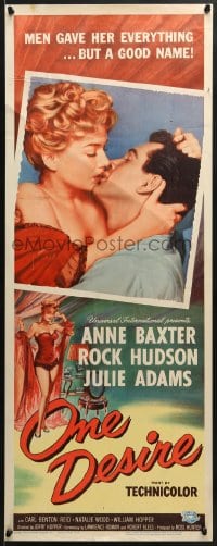 4y610 ONE DESIRE insert 1955 art of sexy Anne Baxter kissing Rock Hudson!